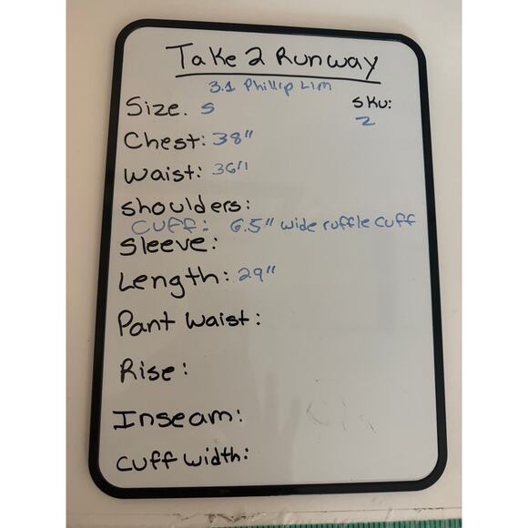 3.1 Philip Lim Designer Coquette Navy Blue Black Ruffle Cuff Sweater Small Round - Picture 12 of 12